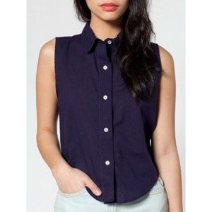 American Apparel Crop Button Down Sleeveless